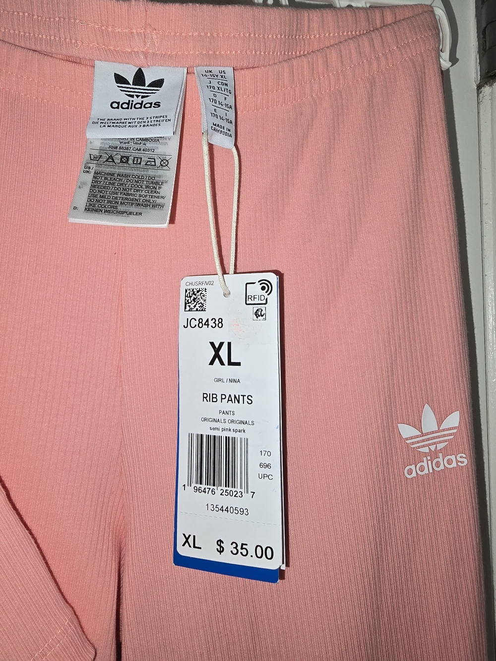 Adidas Ribbed Pink Cropped Tee & Flare Pant Set - Picture 3 of 4